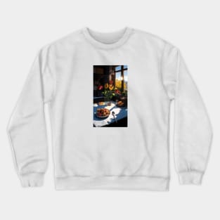 Croissant French Art Coffee Kitchen Sweet Butter Flower Crewneck Sweatshirt